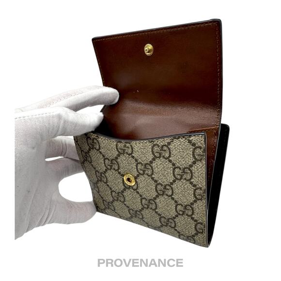 🔴 Gucci Trifold Snap Wallet - GG Supreme Brown - Picture 7 of 10